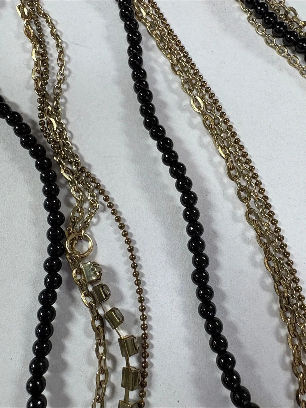 Gold and Black Multi-Strand Cross Necklace - Women Jewelry